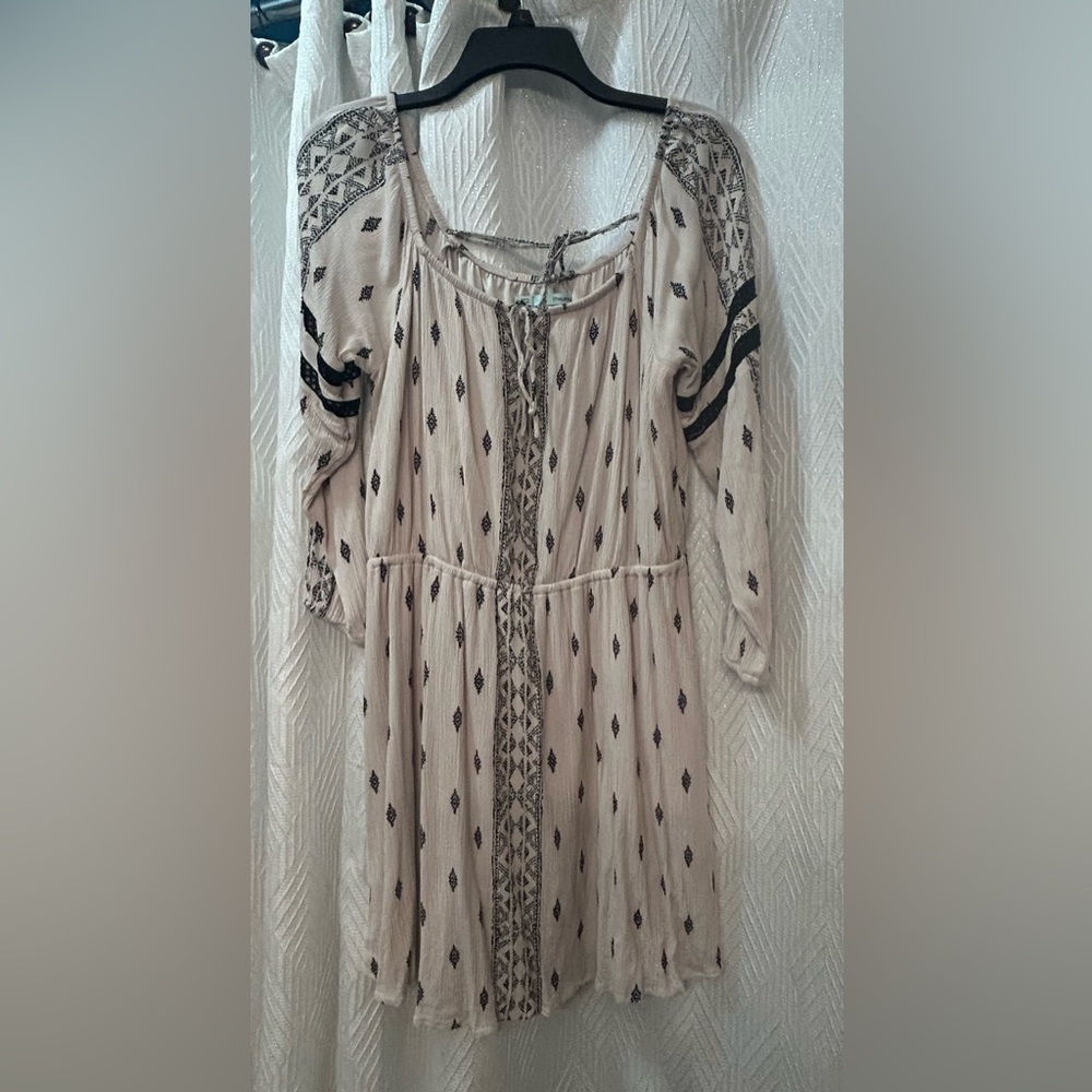 Bohemian Beige Patterned Dress